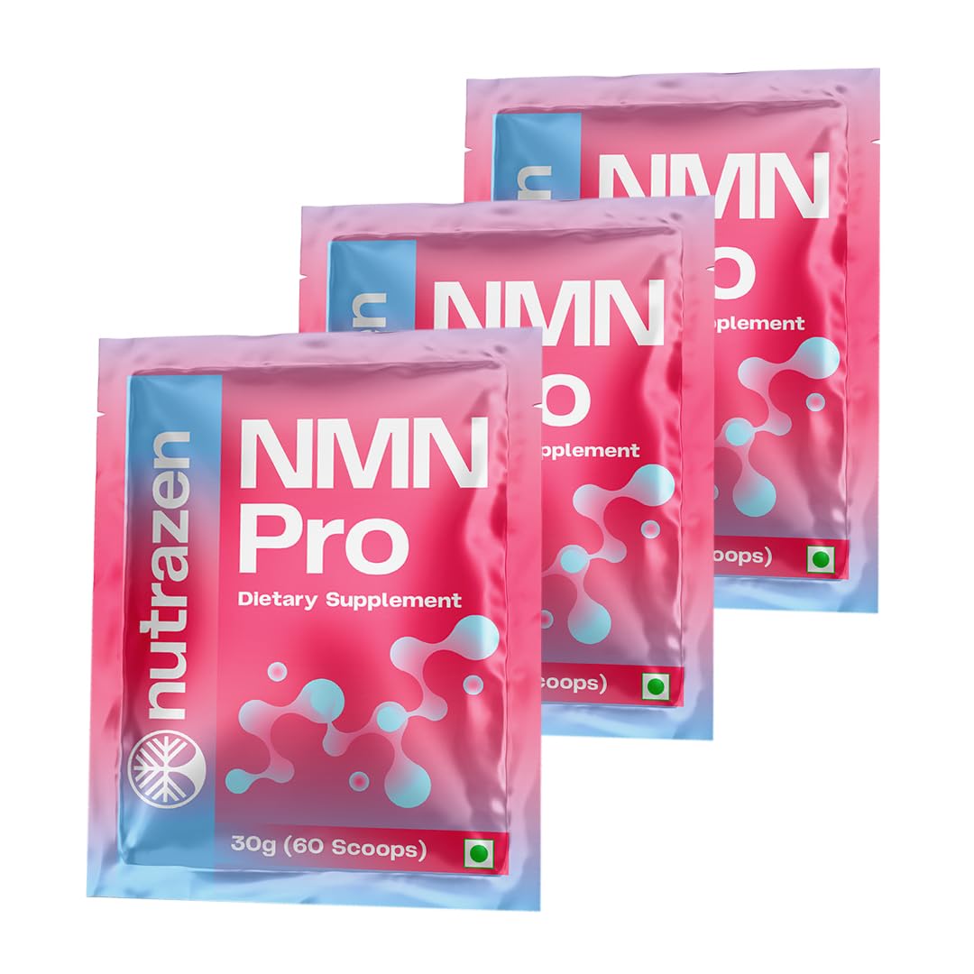 Nutrazen NMN Pro (Pack of 3-180 Scoops) - 6 Months Dosage | Advanced Cellular Longevity Supplement | Supports Anti-Aging, Energy | 30g β-Nicotinamide Mononucleotide