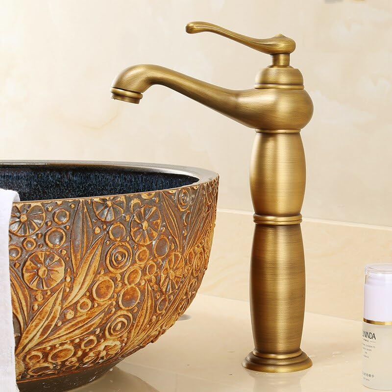 Robinet de lavabo de salle de bains antique JCAKES mitigeur noir et or