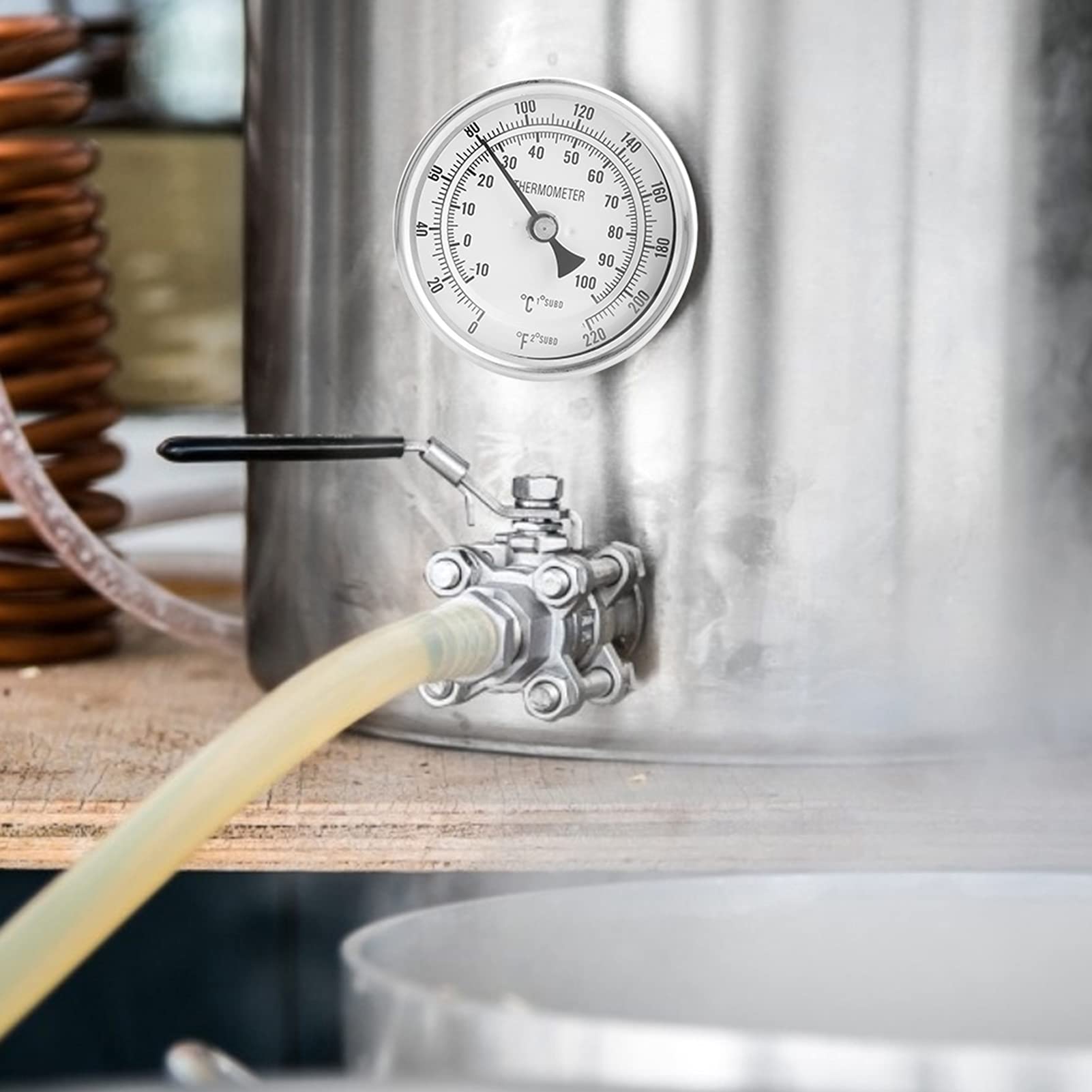 Termometro, Termometro Bimetallico Per Acqua Calda, 1/2 MNPT Quadrante con Stelo in Ottone Senza Piombo Indicatore di Temperatura Dell'acqua Indicatore di Temperatura dello Scaldabagno Bimetallico Ind