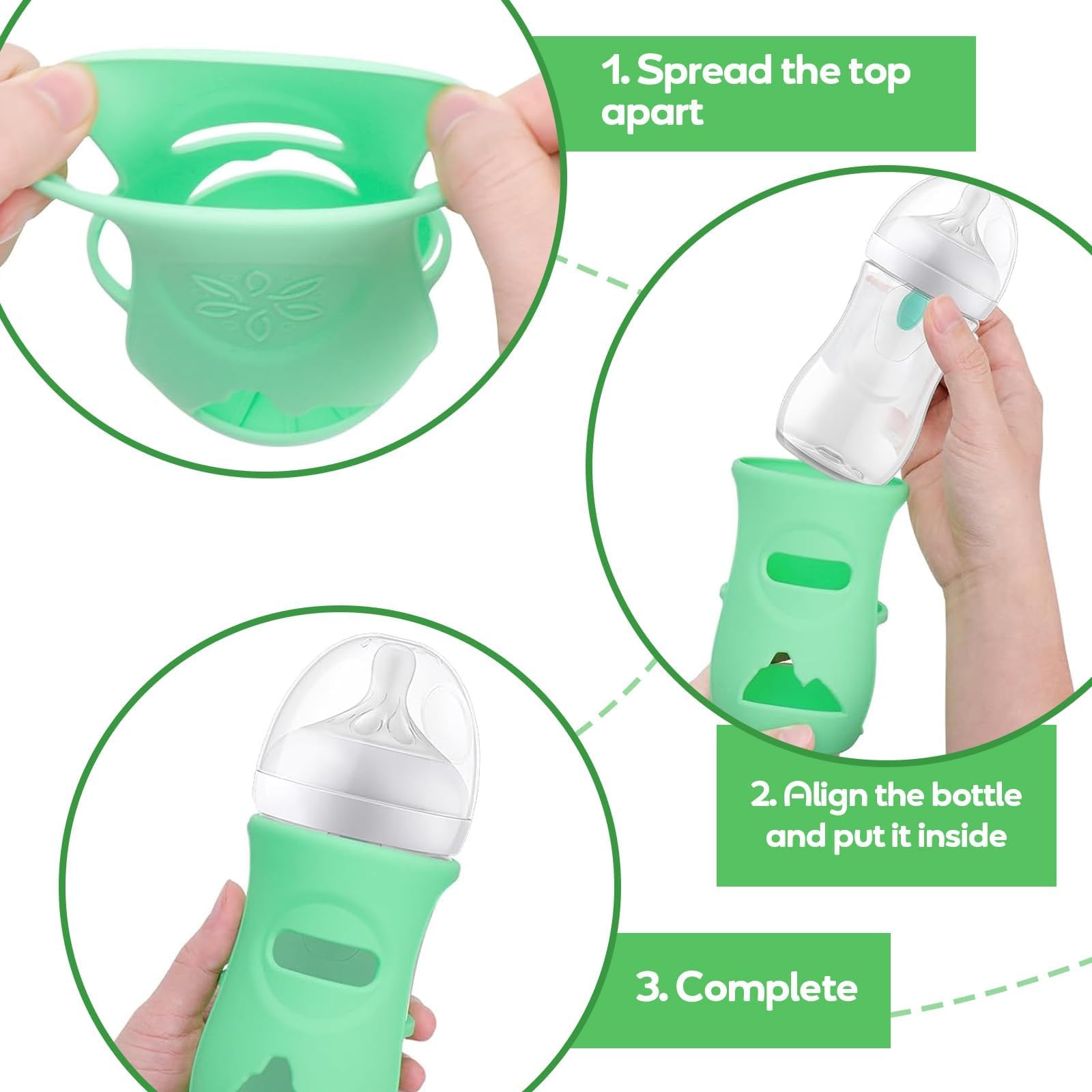 Avent Biberon in Vetro Naturale con Coperchio in Silicone Portabiberon Infrangibile Compatibile con Biberon in Vetro Naturale da 8 Once, Senza BPA, Confezione da 3