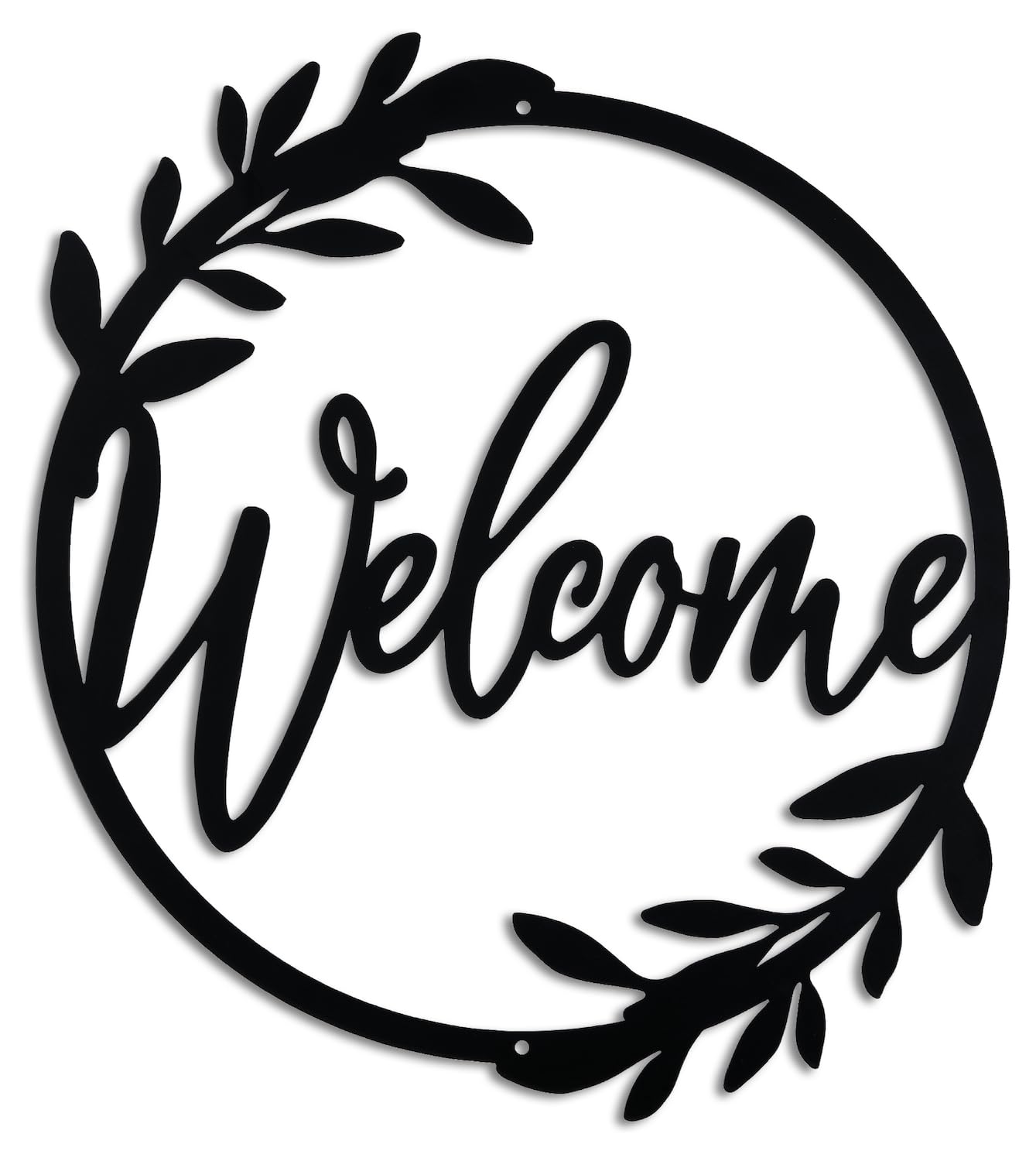 Metal Welcome Sign for Front Door - Large 13 5 inch Black Wall Decor - Indoor Outdoor Home