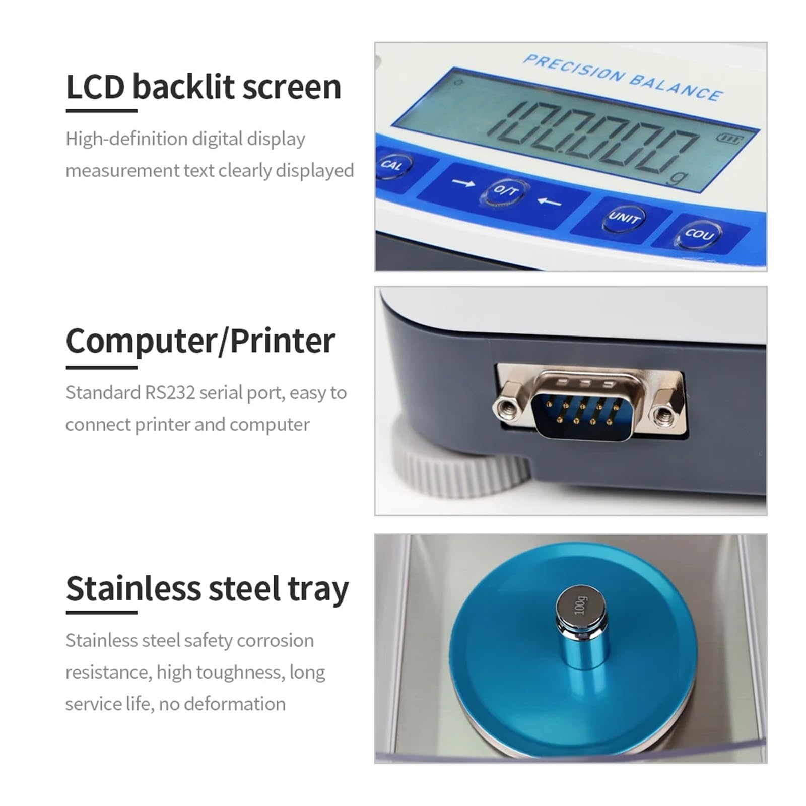 Balanza electrónica de 500G y 0.001G, balanza analítica de alta precisión, báscula de pesaje de joyería for laboratorio y cocina con parabrisas Uso multifunción
