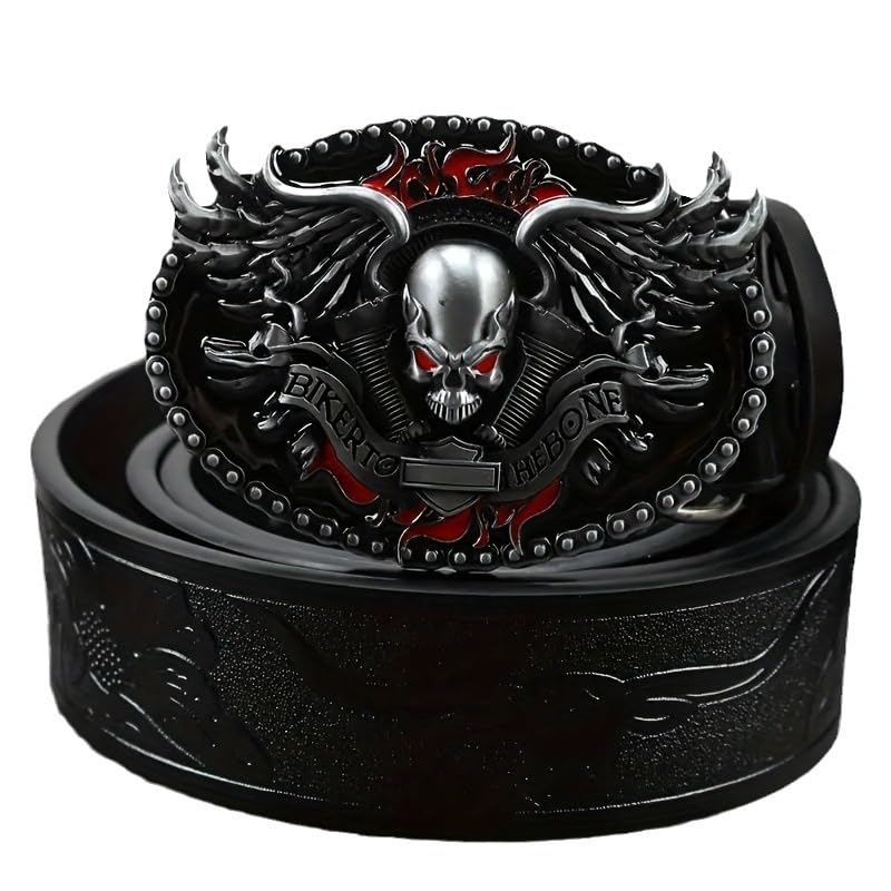 Alloy plate buckle belt punk for men and women PU leather belt-picture-11