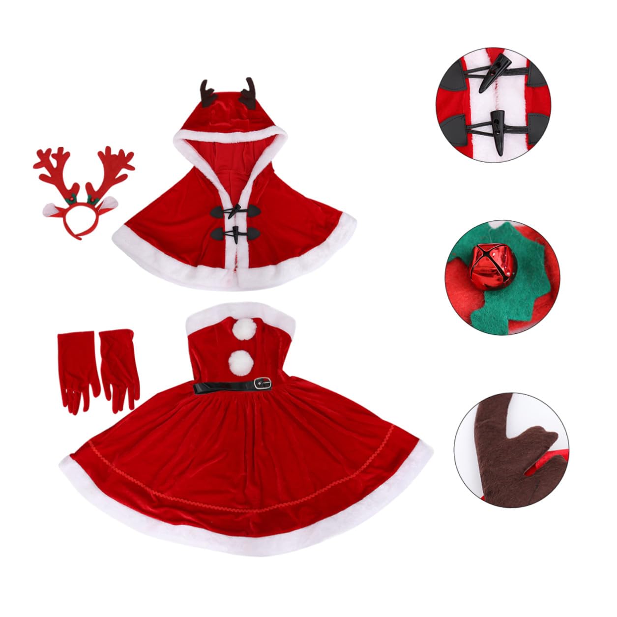 Housoutil Abito Natalizio per Bambina in Poliestere Rosso Tessuto Confortevole e Alta Ritenzione di Calore, Costume Adorabile per Festa di Vigilia di Natale