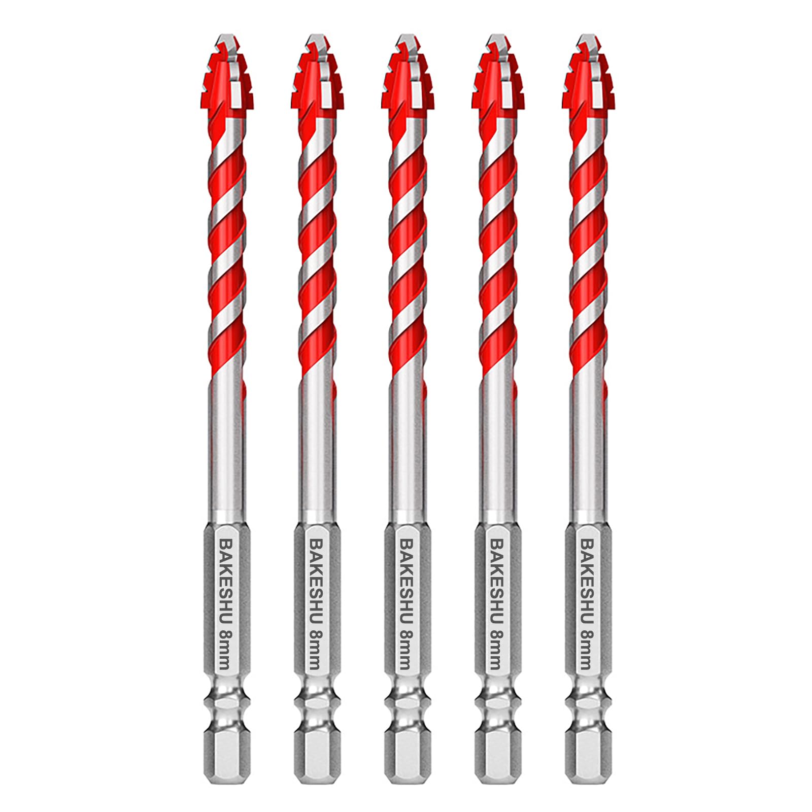 5 Pcs Eccentric Drill Bit,Masonry Drill Bits,Professional Tungsten Carbide Drill Bit for Tile,Glass,Quartz,Porcelain,Cement,Ceramic,Brick,Granite,Marble,Plastic,Wood (8mm)