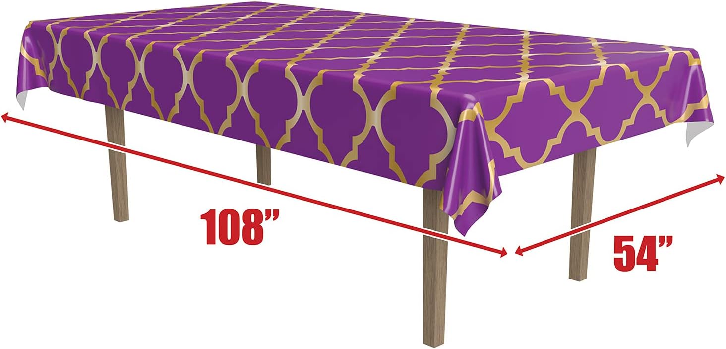 Beistle Lattice Tablecovers, 54” x 108”, 2 Pieces – Plastic Table Cloth, Moroccan Decorations for Party, Moroccan Tablecloth, Arabian Nights Theme Party, Rectangular Table Cloth