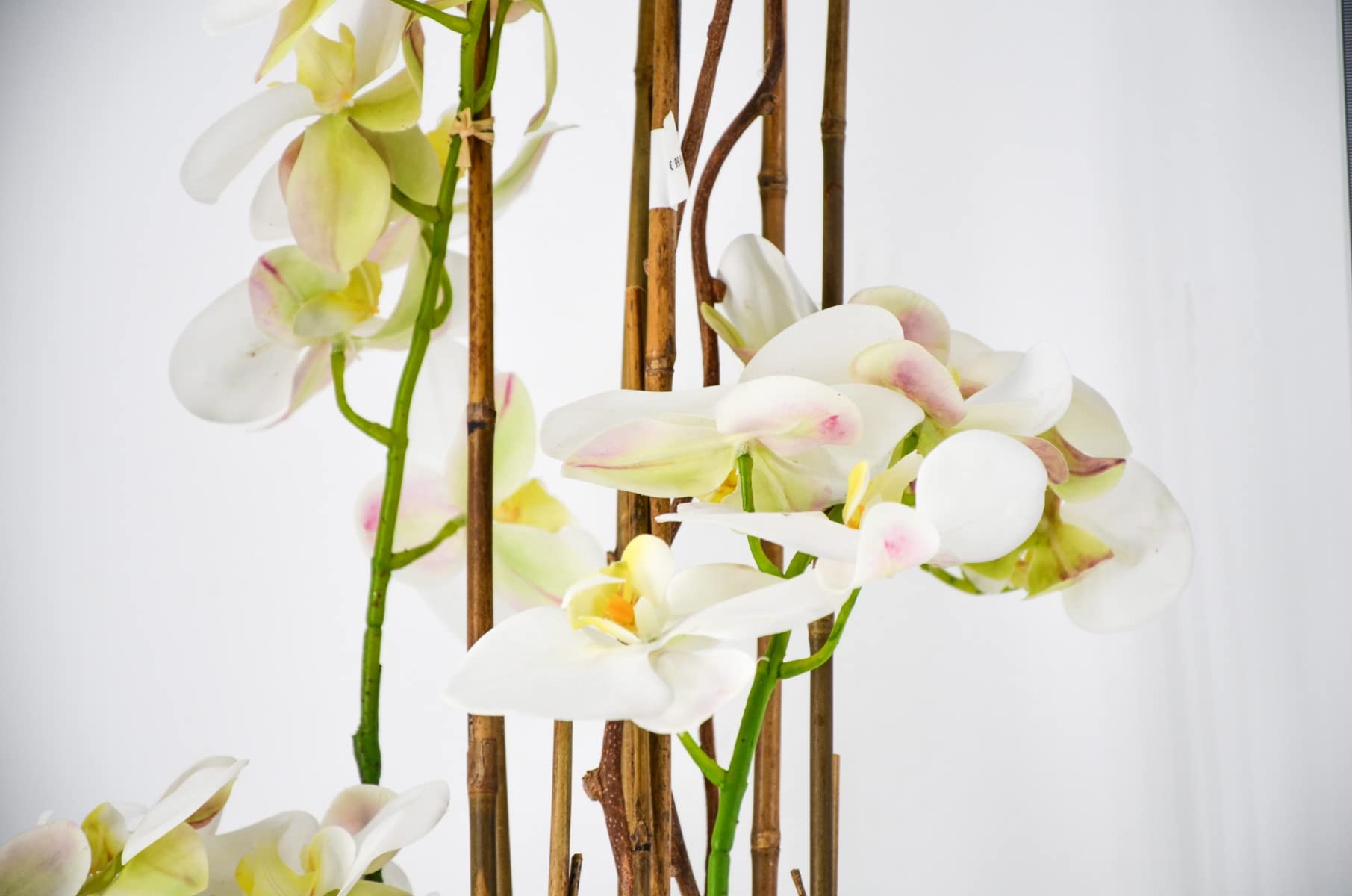 PHALAENOPSIS Orchidea Artificiale 100CM con Vaso Ovale Bianca Fiori Piante Artificiali
