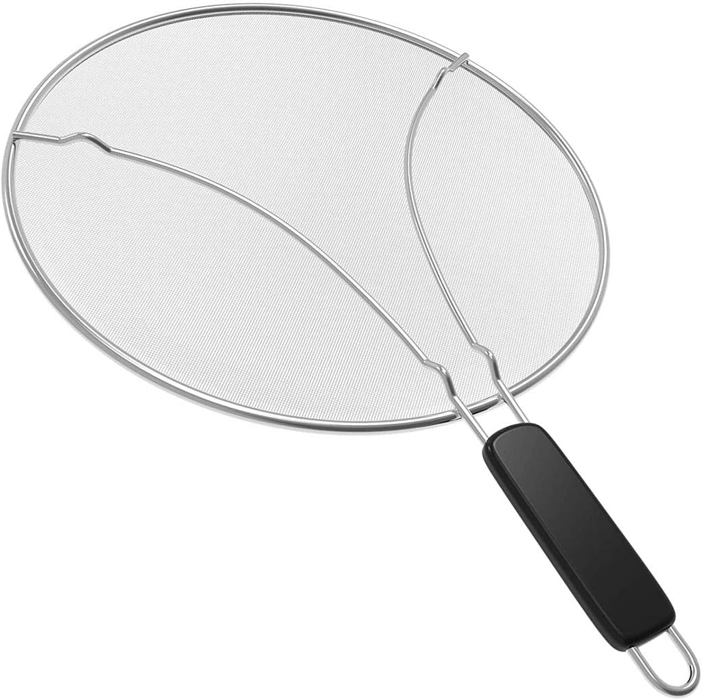 Protector contra salpicaduras de acero inoxidable de 33 cm, tapa de hierro duradera para limpieza de cocina, evita salpicaduras de grasa, accesorio de cocina ideal para chefs caseros
