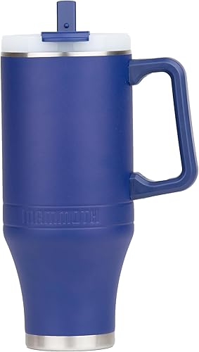 Miniatura 2 de Mammoth Coolers Ascent - Vaso de acero inoxidable aislado al vacío con tapa a prueba de fugas, de 40 onzas, con asa y popote, para agua y café, azul