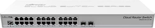 Mikrotik CRS326-24G-2S+RM Switch Gigabit Ethernet de 24 puertos con 2 puertos SFP+, RouterOS/SwOS de arranque dual, administrado, carcasa de metal,