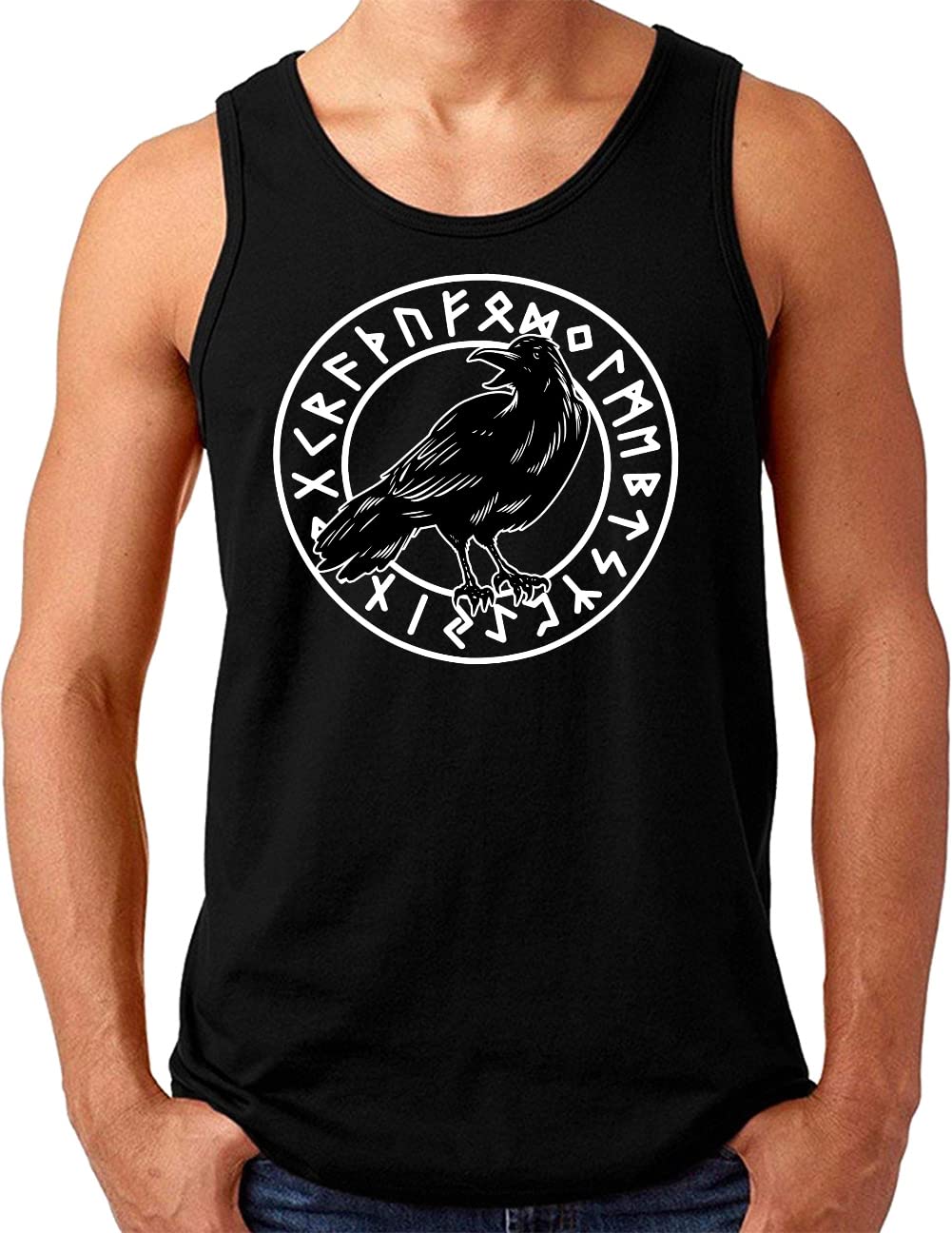 OM3Raven Viking Tank Top Shirt | Men | Hugin Munin Odin's Raven Midgard Runes | S - 4XL