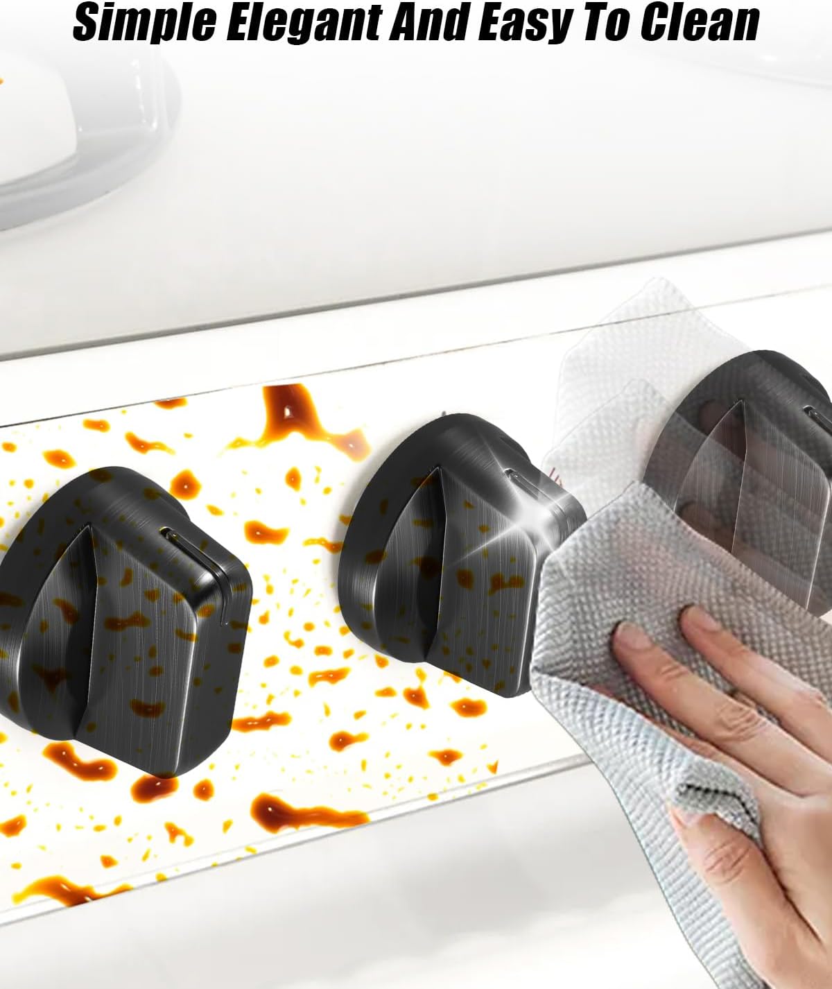 5 Pcs Update Stove Knobs Replacement Fit for Samsung Range Parts NZ30K6330RG/AA NZ36K6430RS/AA NZ30K6330RS/AA NZ36K6430RG/AA Replace DG94-01480A, Cooktop Burner Knob(No Blue Light