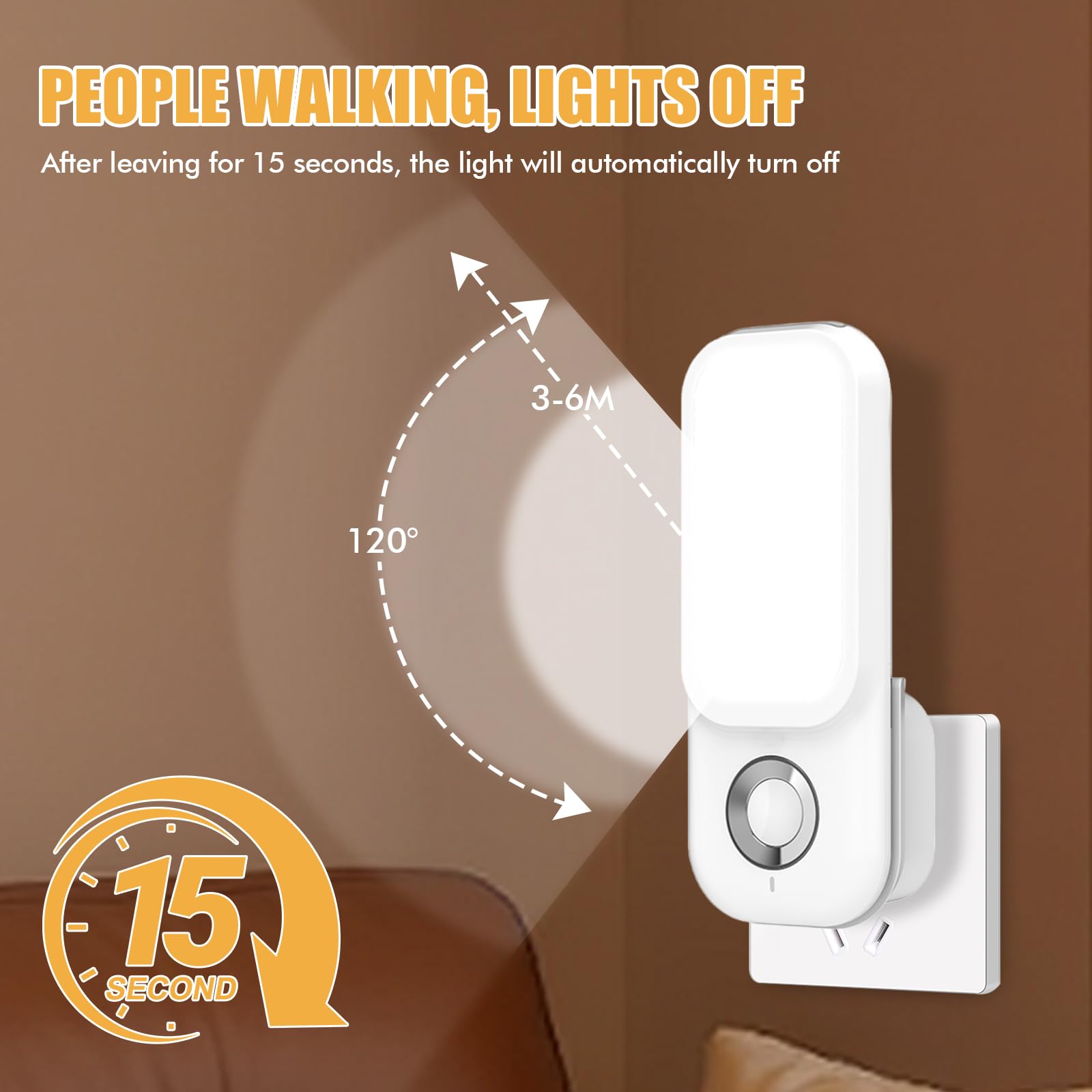 PORFOYO 2 pezzi luce notturna, presa notturna, presa di corrente, 4 in 1, torcia a induzione, luci notturne con sensore di movimento, luci a LED, luce di emergenza per interni ed esterni