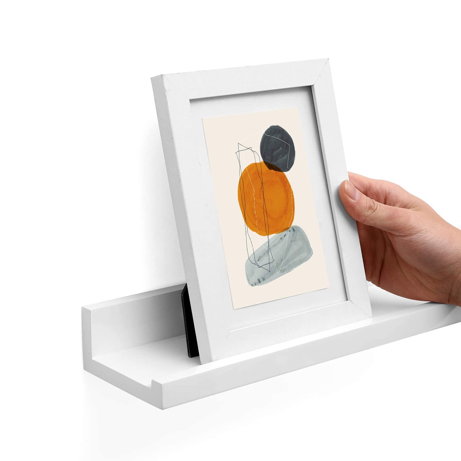 SONGMICS Estantes de Pared, Juego de 2, Estantes Flotantes, Ancho de 80 cm, para Marcos de Fotos y Adornos, para Salón, Oficina en Casa, Baño, Cocina, Blanco Mate LWS080W01