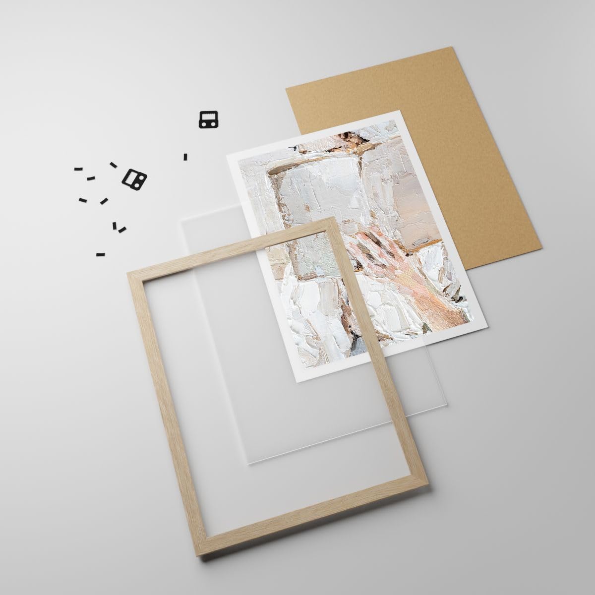 ARTTOR Poster Wandbild Kunstdruck 70x100cm Abstrakt Menschen - 5514 - P2N | Hallo Buch Minimalismus Vertikal mit hellem Eichenrahmen Wohnzimmer Schlafzimmer Küche Büro Wanddeko Kunstposter ARTTOR
