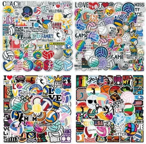 Rejoiety 200PCS Volleyball Stickers, Aesthetic Movement Vinyl Waterproof Cute Sports Ball Stickers for Water Bottle Laptop Skateboard Helmet Guitar,Gifts for Kids Adults and Teens
