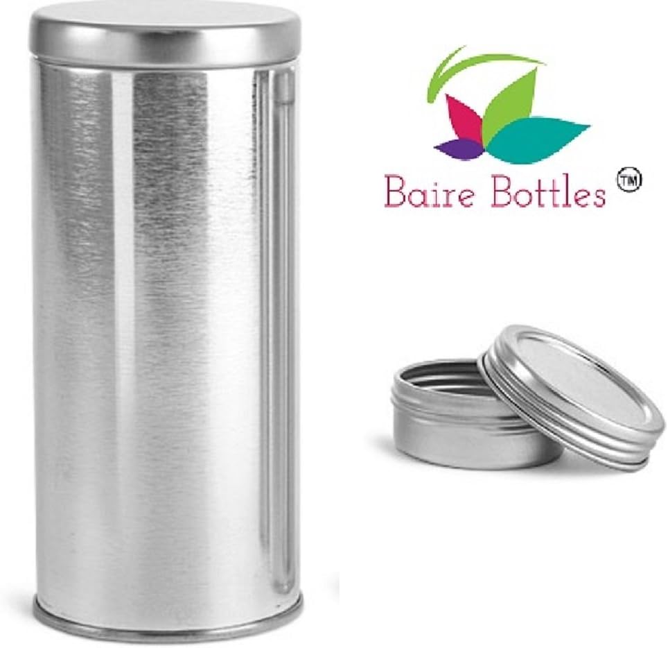 16 oz Silver Metal Tea Tin 6 pk, Plus Bonus 1 oz Twist Top Tin Sports & Outdoors
