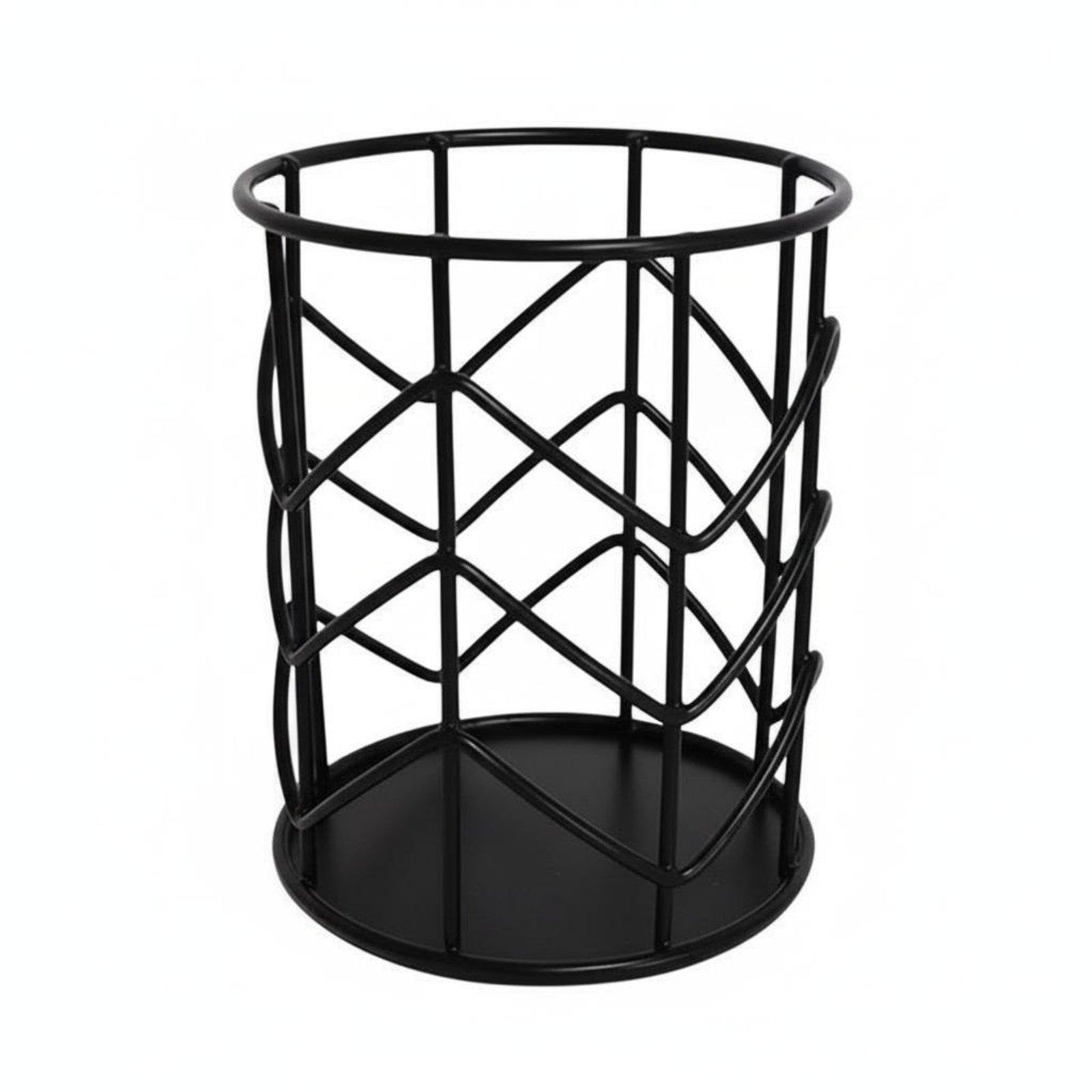 CALANDIS Nordic Aesthetic Stationery Holder Wrought Iron Crafted Metal Wire Pencil Cup Multi-Functional Wire Makeup Brush Holder Black Wave-image-46