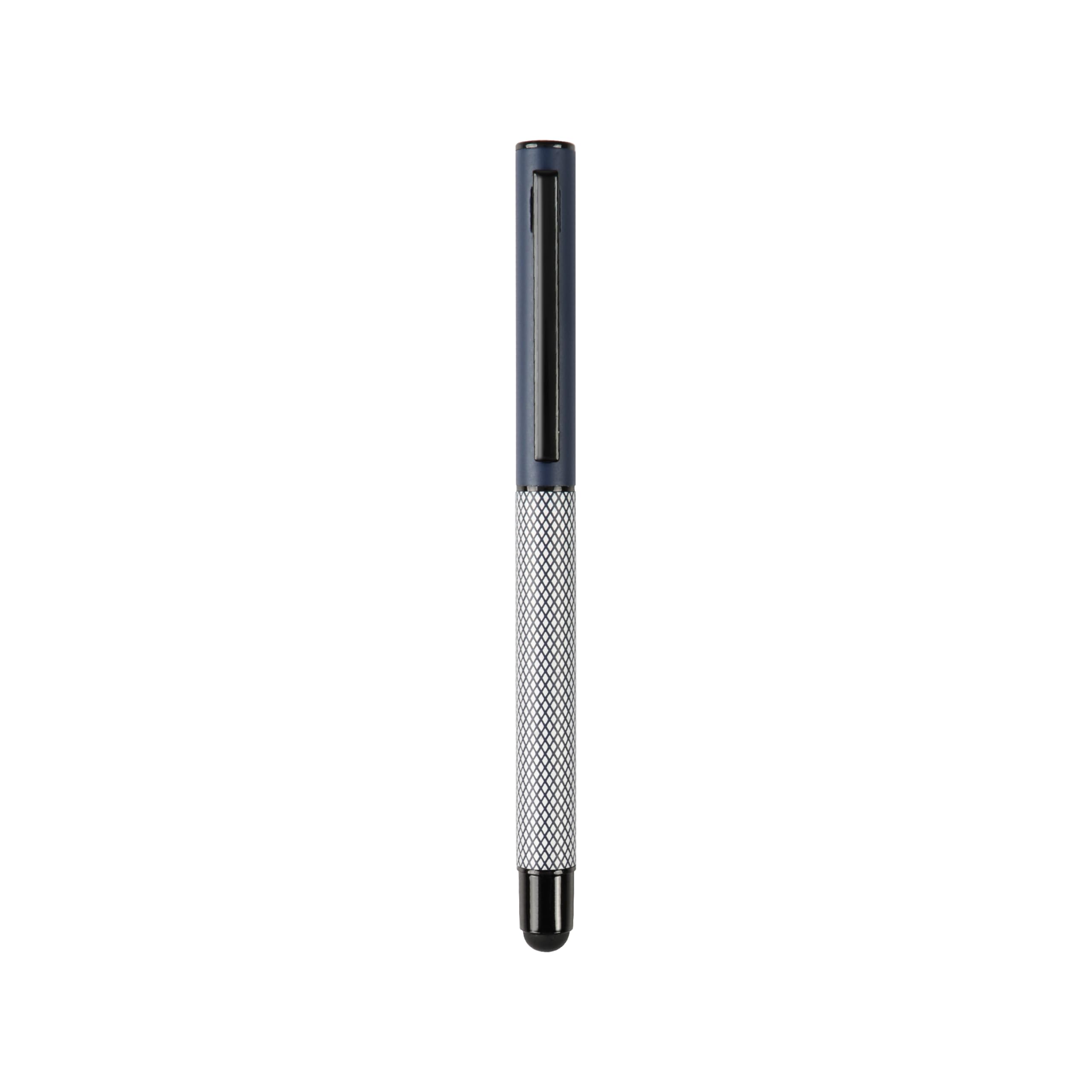 Stylus Pen with Touchscreen Tip, Blue and Silver, Diamond Pattern Grip, Dual Function Design-image-48
