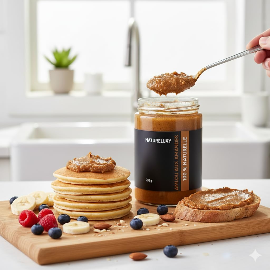 Natureluxy – Amlou 500g | Pâte à Tartiner Traditionnelle Marocaine | À l’Huile d’Argan & Amandes | Recette Authentique & Naturelle