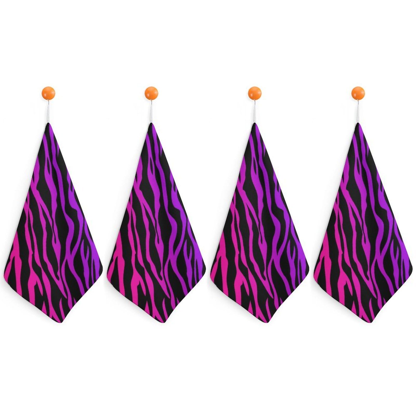 LWORZIIB 4 Piece Hanging Hand Towels, Zebra Tiger Leopard Pink Small Dry Hand Towel for Kitchen Bathroom