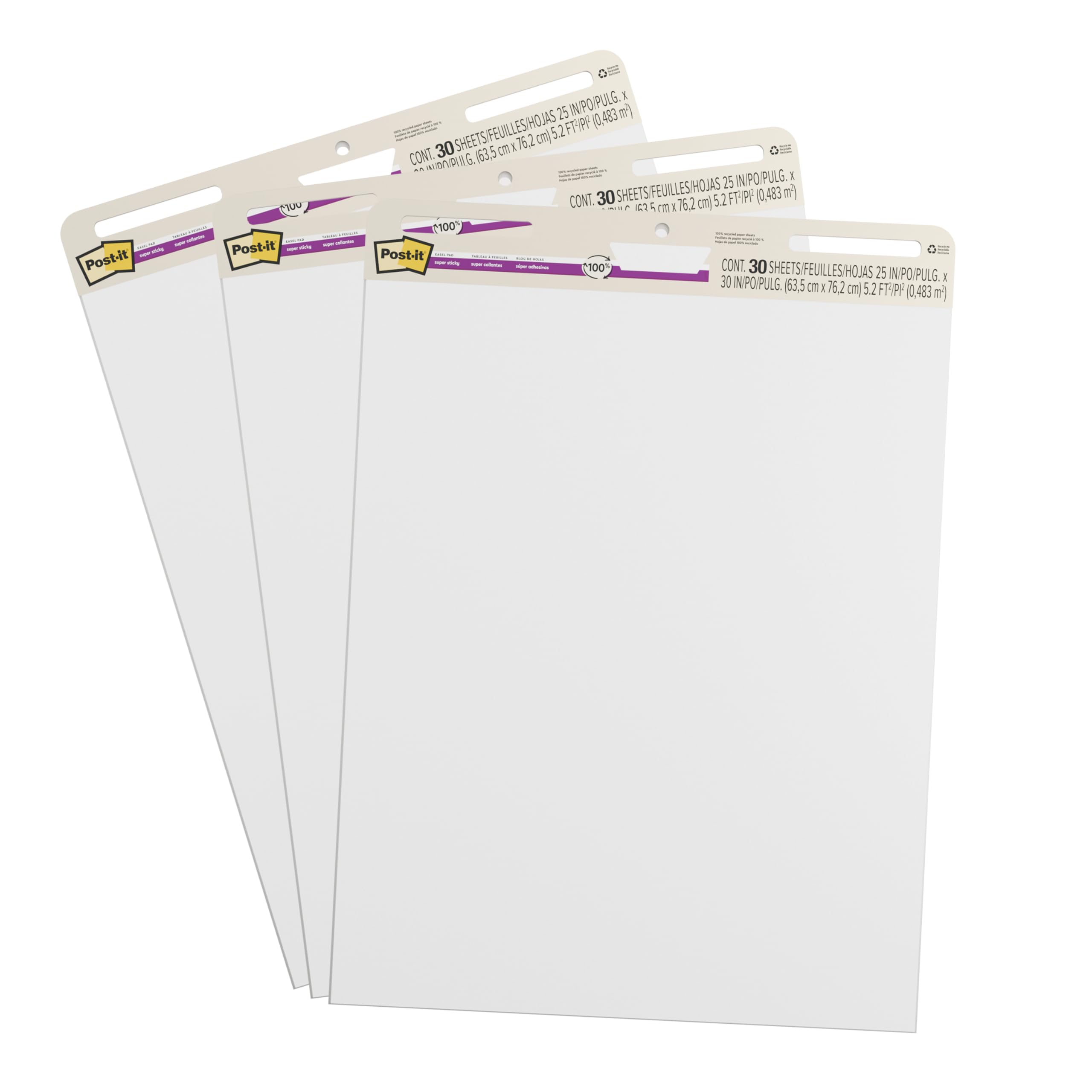 Post-it Super Sticky Blocs Paperboard 2 + 1 GRATUIT (63,5 cm x 76,2 cm)