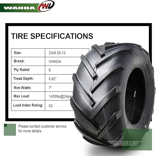 Miniatura 3 de WANDA 23x8.5-12 23x8.5x12 Cortacésped Agriculture Farm Tractor AG Turf Tire 6 capas..