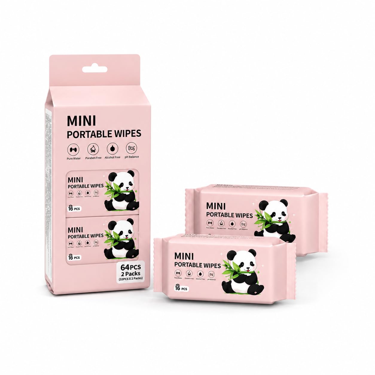 POPO Pocket Wet Wipes | 64 Wipes | 8 Travel Packs × 8 Wipes | Skin Safe | Alcohol & Fragrance Free | Baby & Adult Cleansing Wipes-image-42