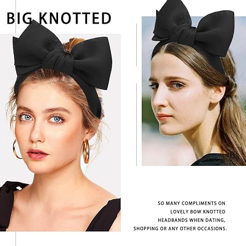 Miniatura 10 de Diademas enormes con lazos de gran tamaño, diademas con nudo de lazo súper grande, tocado ancho para mujeres y niñas, lindos accesorios para el