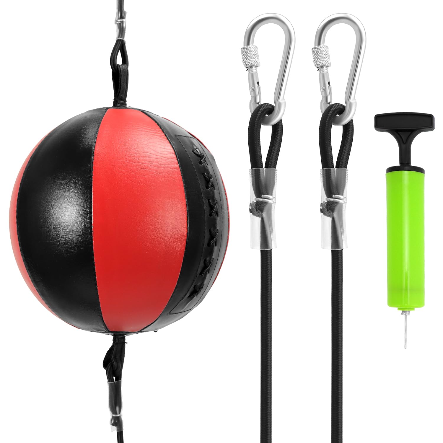 QWORK® Zestaw dwustronnej piłki bokserskiej MMA o średnicy 20 cm - 150 cm - 220 cm - zawiera pompkę i blokadę pierścieniową
