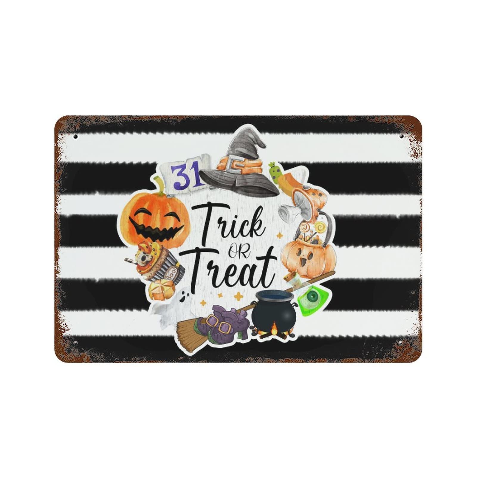 Panneau Halloween Trick or Treat pour jardin avec motif citrouilles de cour