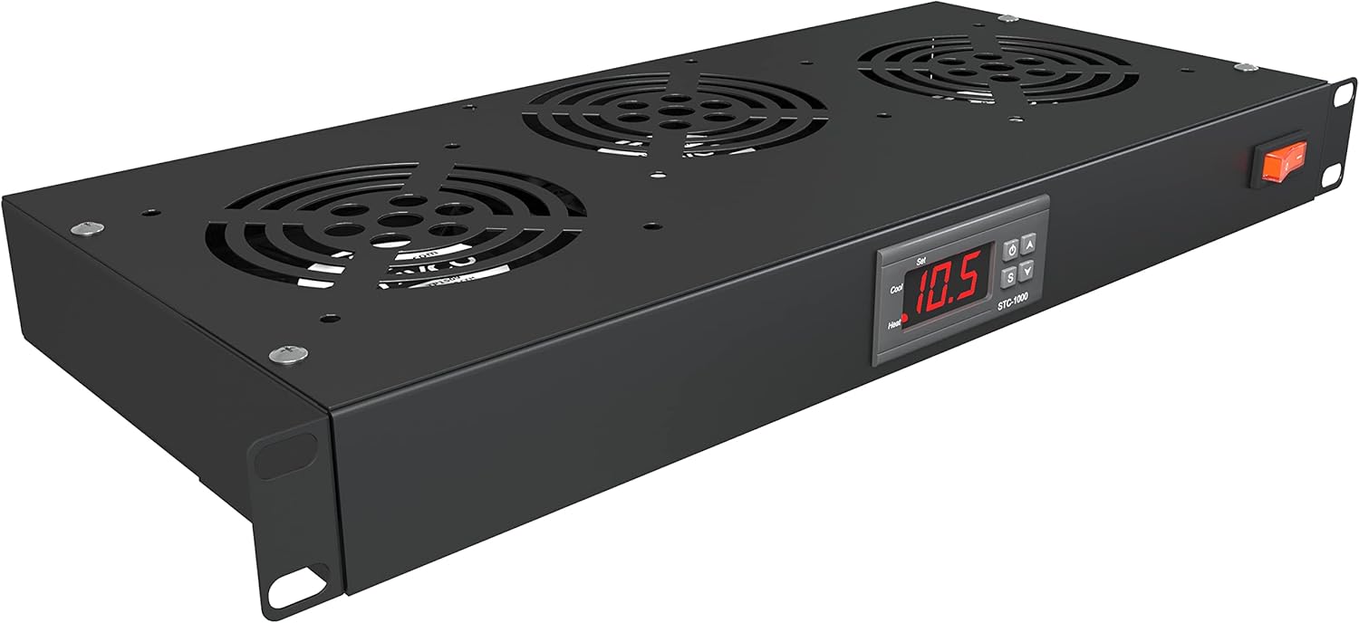 Rack Mount Fan – 3 Fan Server Cooling System – 1U 19″ Rackmount Cabinet Panel Adjustable Temperature Control (Digital Heat Monitor Display) Sensor Alarm (Overheat Air Flow Top Exhaust) Tupavco TP1731 Rack Mount Fan – 3 Fan Server Cooling System – 1U 19″ Rackmount Cabinet Panel Adjustable Temperature Control (Digital Heat Monitor Display) Sensor Alarm (Overheat Air Flow Top Exhaust) Tupavco TP1731