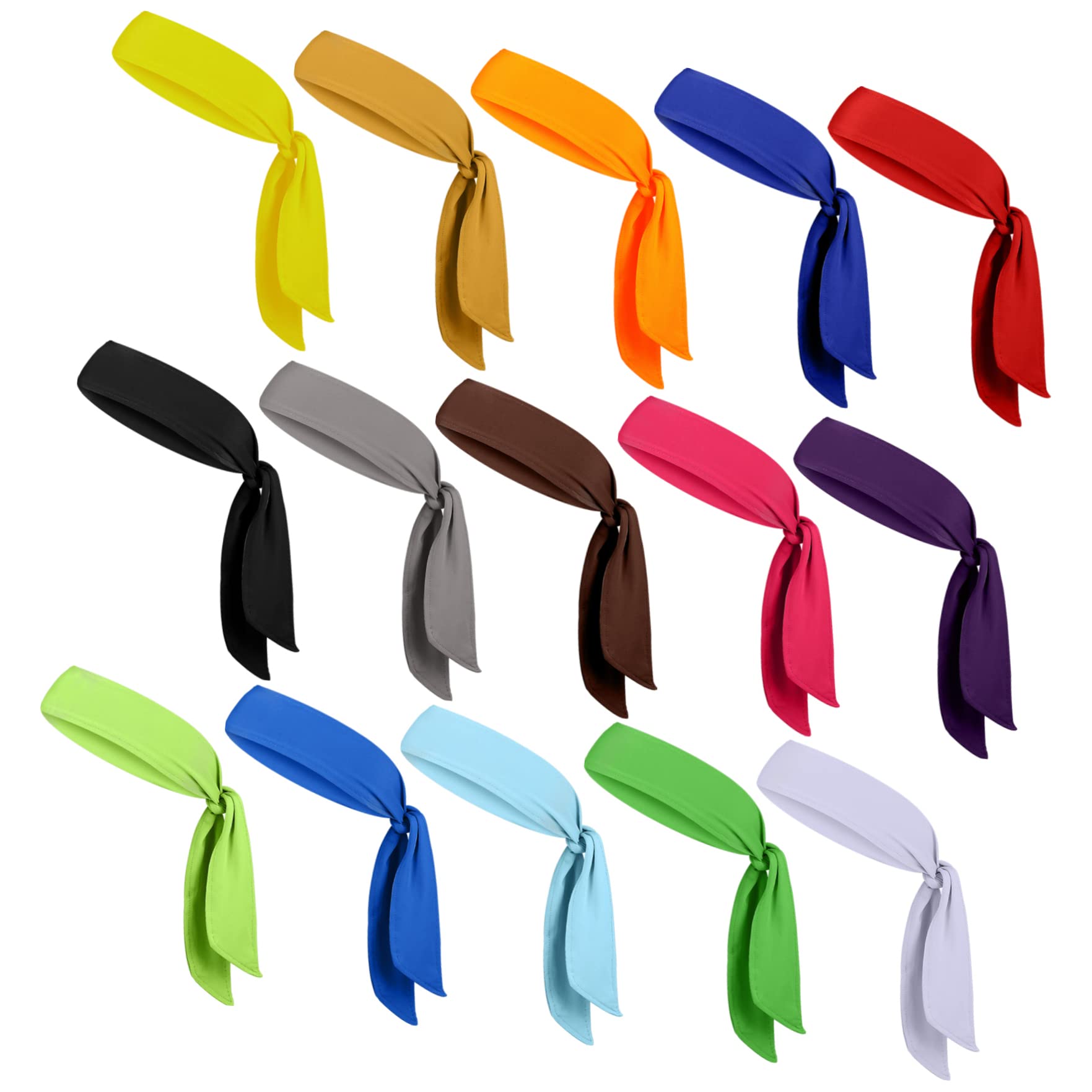 15 Pièces Bandeau à Nouer Élastique en Polyester et Spandex pour Sport