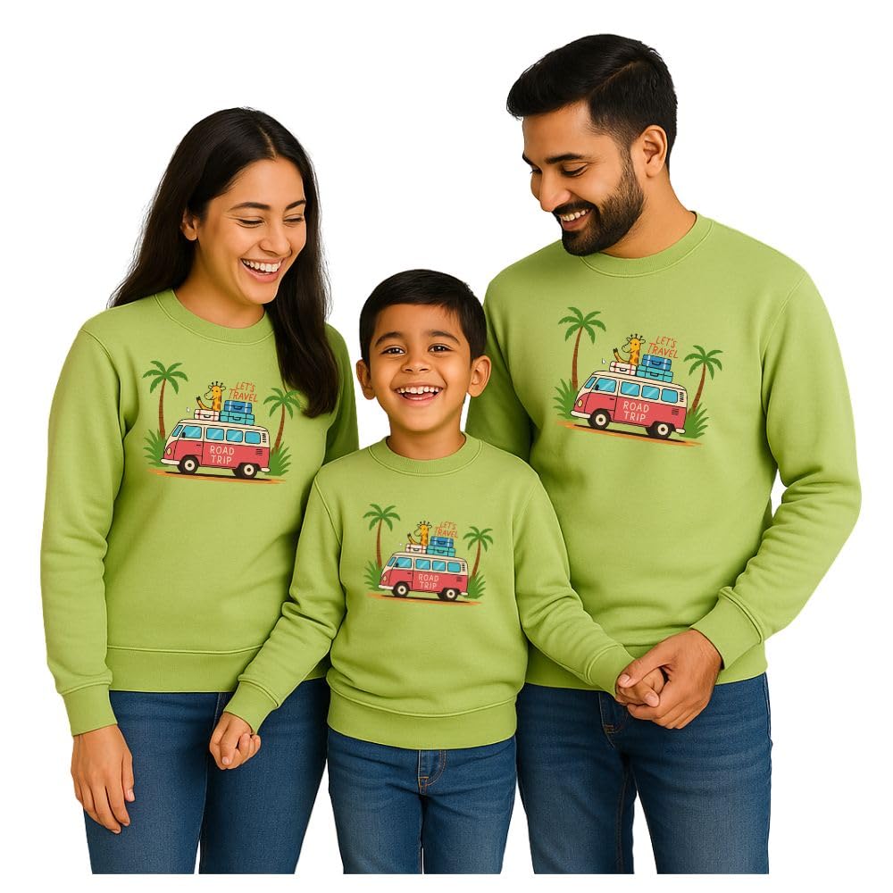 bouncy toonz Family Matching Sweatshirt Set – Lets Travel Bold Graphic Print Pullovers for Mom, Dad & Kids – Stylish Casual Outfits for Family Photos, Trips (Family-SS-Travel)-picture-14