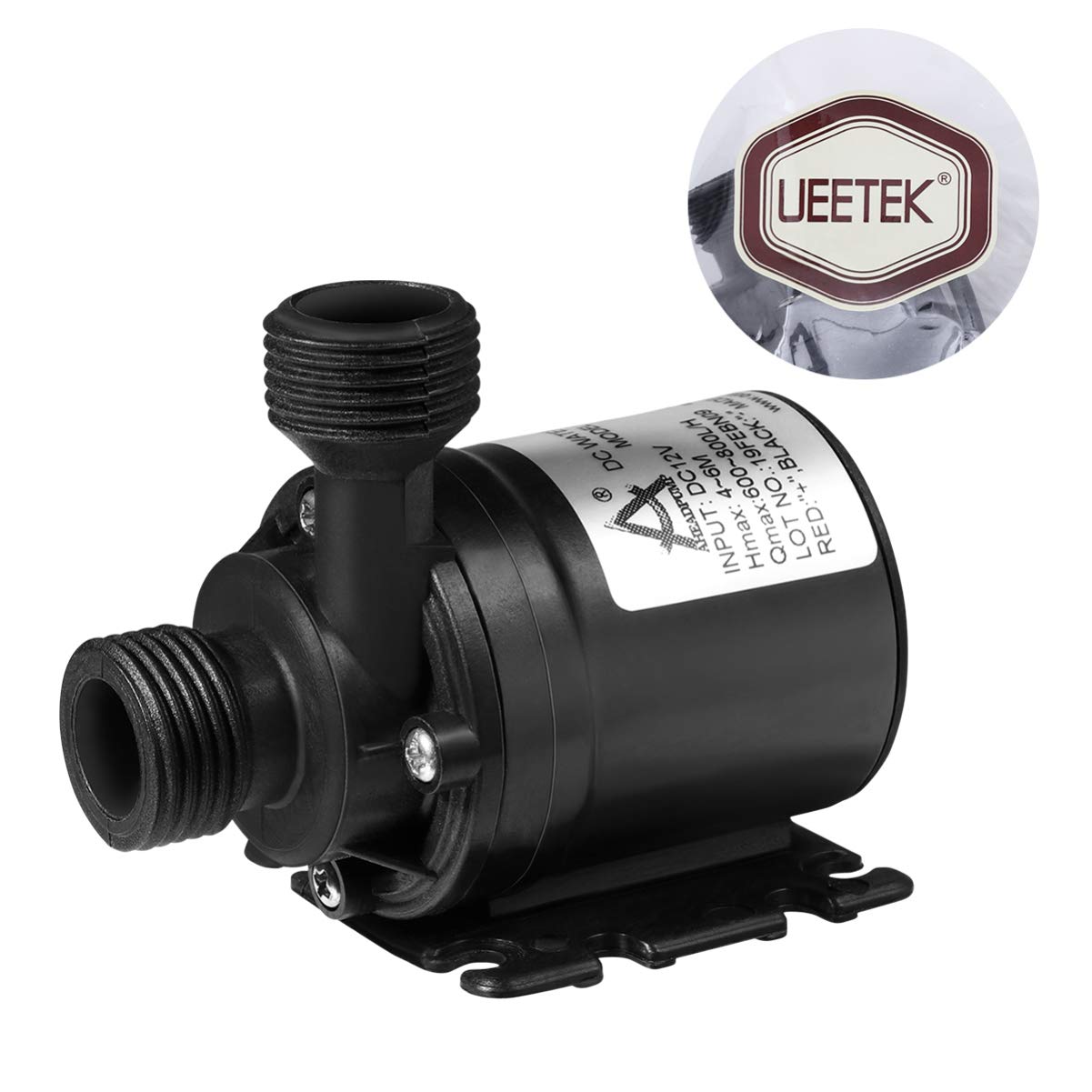 UEETEK Pompe Submersible de DC 12V 800L/H 5M pour Fontaine Piscine système de Circulation Solaire système de Circulation