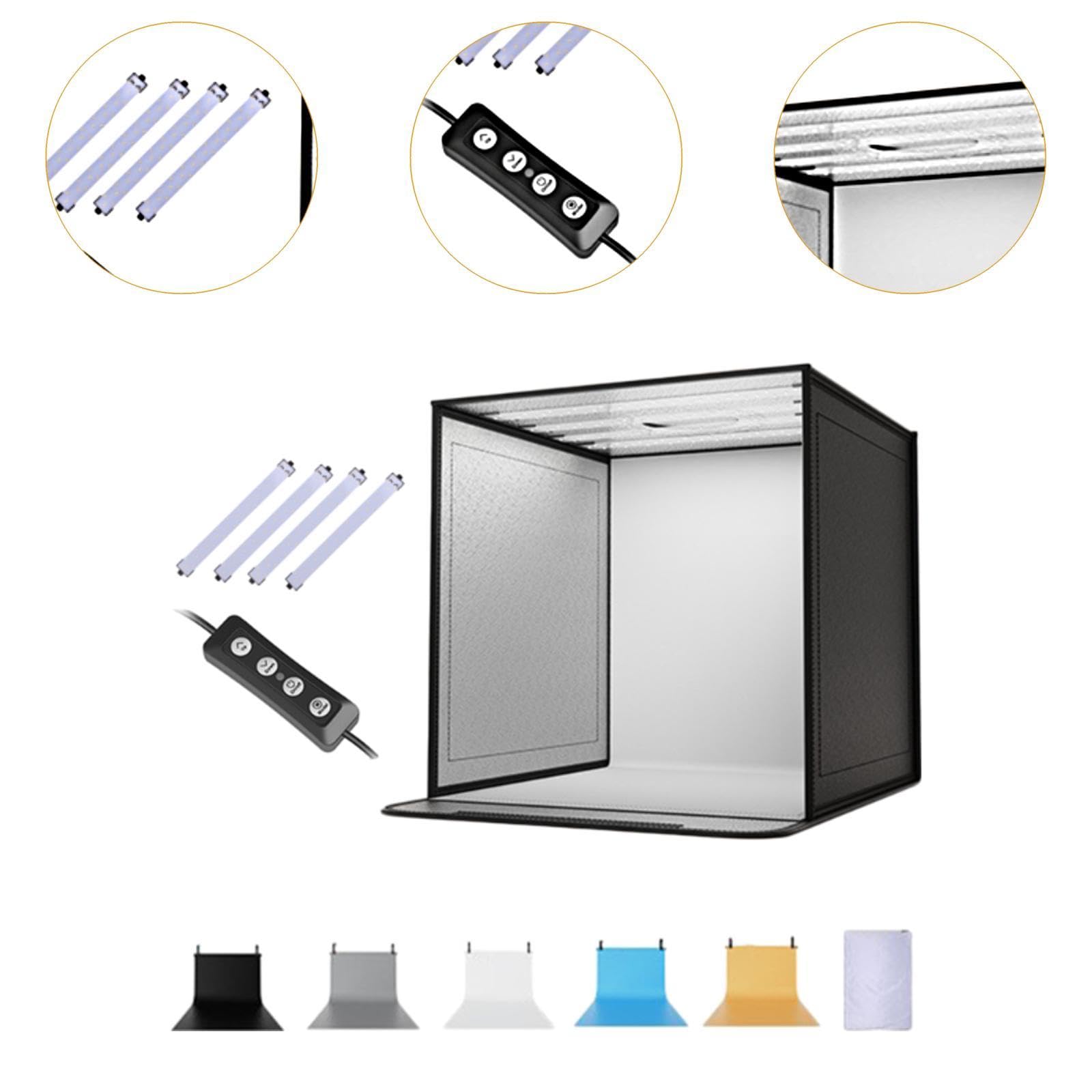 per La Fotografia, Pieghevole, Nero, Versatile, Kit Tenda per Illuminazione per Fotografia Box per Principianti in, 4 Luci con Dimmer, 40 Cm