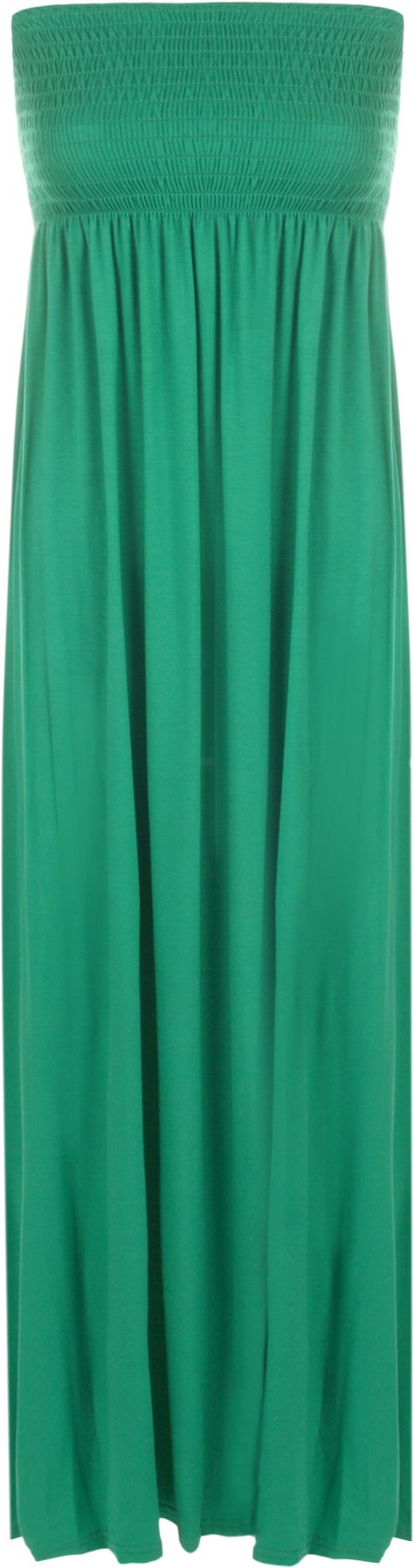 Wearall Women's Jade Green. Plus Size Printed Bandeau Stapless Shirred Long Maxi Dress Jade Green 16-18