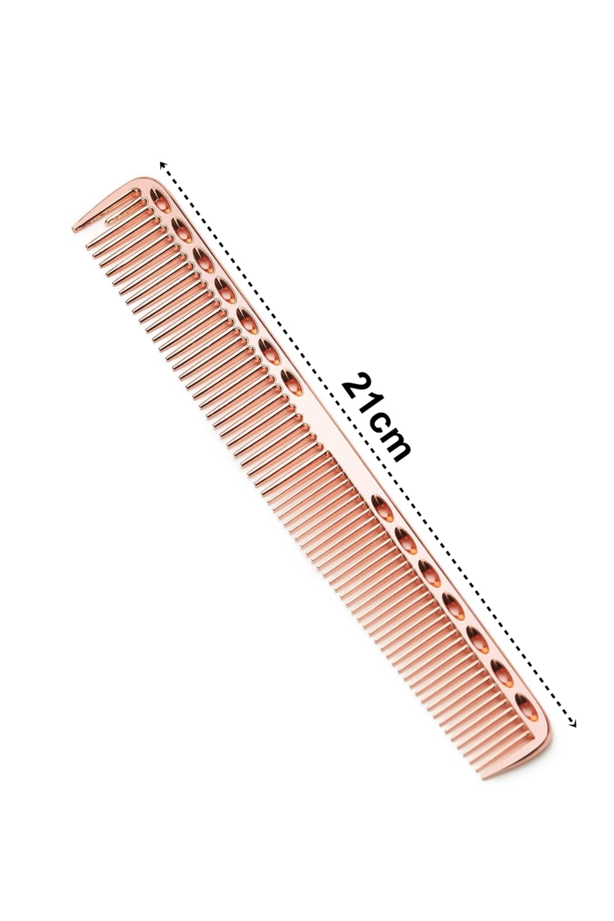 Transformacion Alüminyum Saç Kesim Tarağı, Rose Gold, 21 cm, Profesyonel Saç Şekillendirme ve Düzeltme Tarağı, Anti-Statik