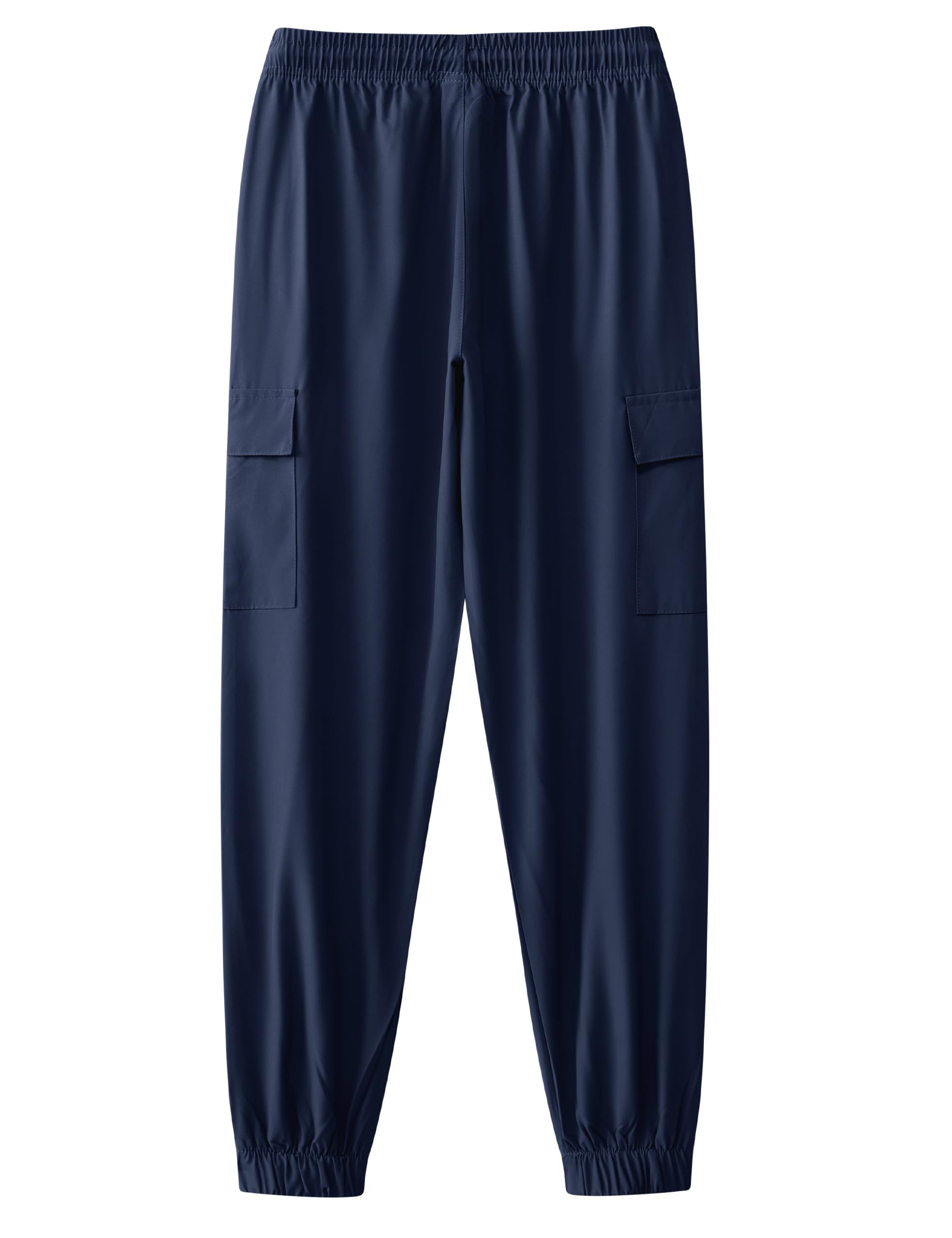 ANHDM Boys Athletic Quick Dry Cargo Pants Lightweight Hiking Jogger Pants with Zipper Pockets, Navy Blue, 11-12 Years