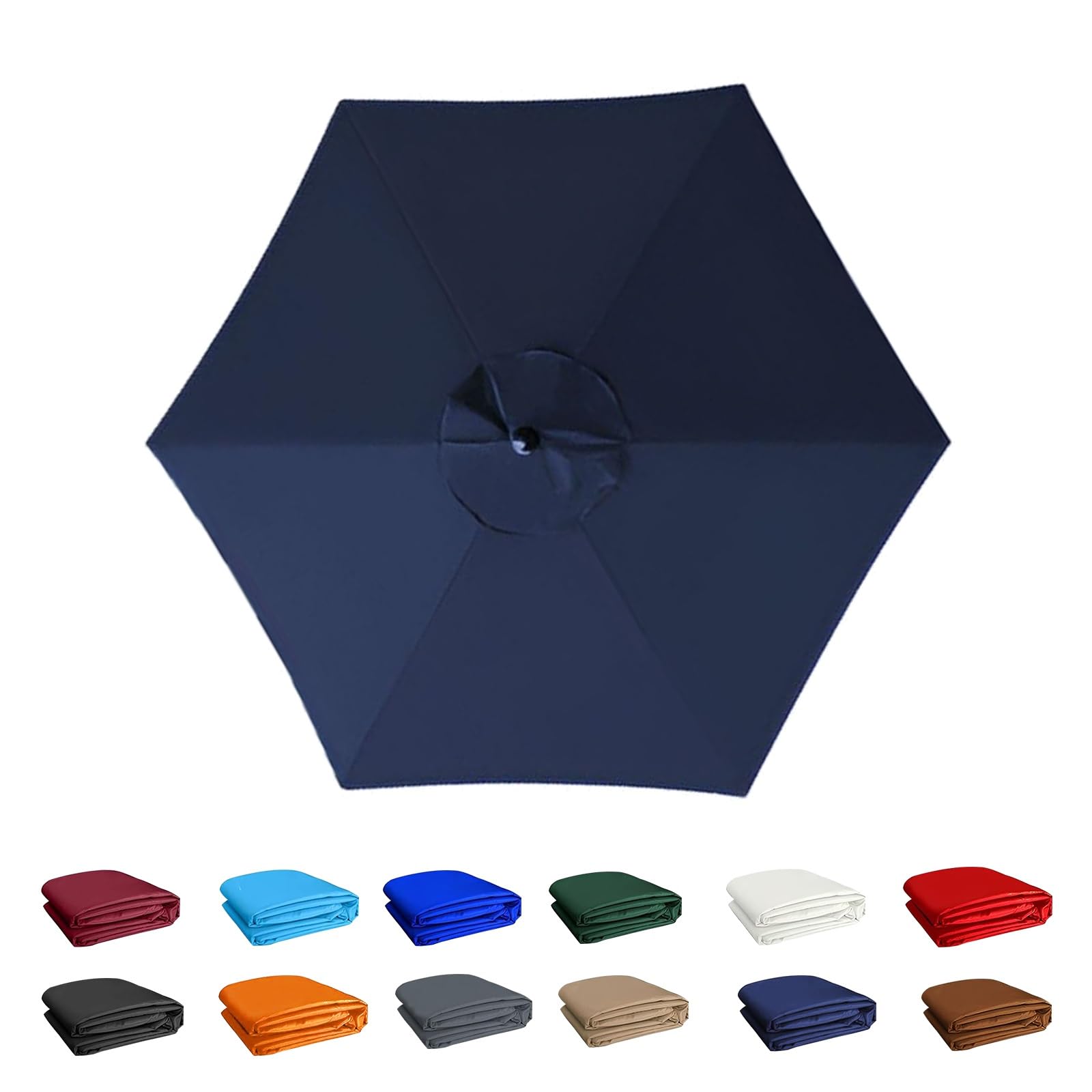6 Arms/8 Arms Parasol Canopy, Replacement Cloth for Umbrella, Outdoor Replacement Cover, waterproof, Sun Protection, For Patio/beach/backyard/swimming Pool(Navy blue,6ribs:2.7m/8.8ft)