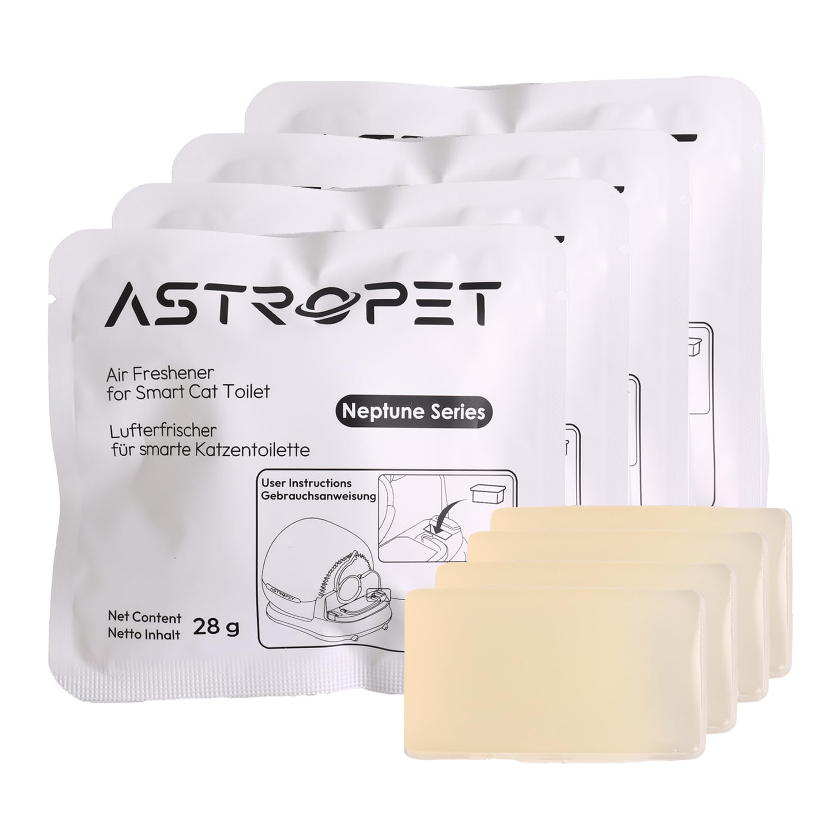 AstroPet Geruchsvernichter 4er-Set für Neptune Series – Enzymbasierte Desodorierung für Selbstreinigende Katzentoilette, Ungiftig und Umweltfreundlich