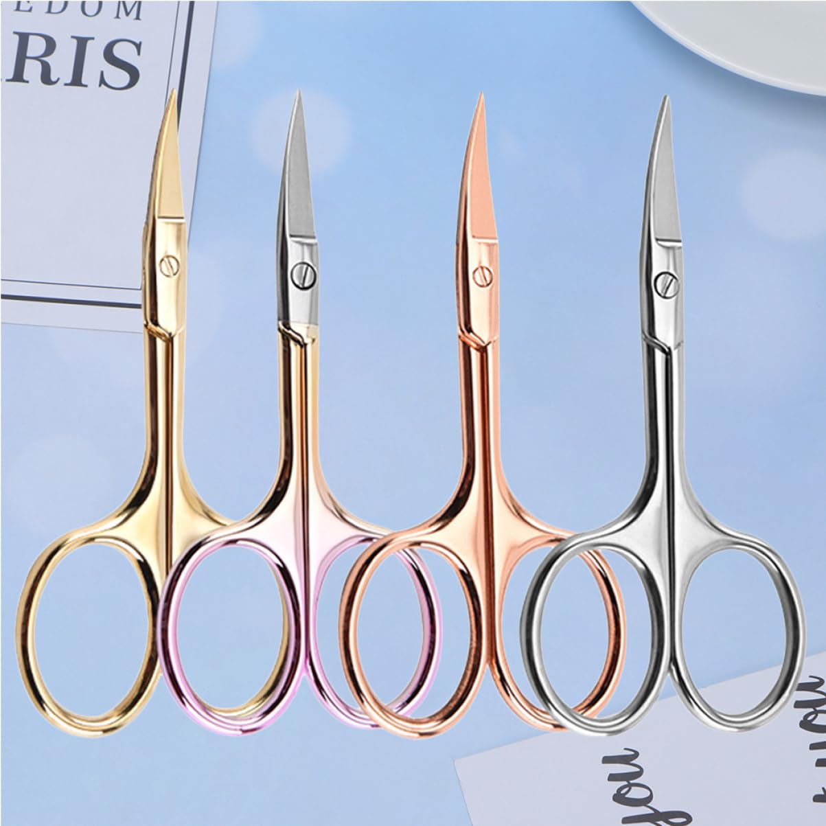 Didiseaon 8pezzi Forbici Colorate Acciaio Inossidabile Per Barba e Sopracciglia Strumenti Per Parrucchiere e Uso Domestico Colori Random Affilate e Precise Per Rifinitura