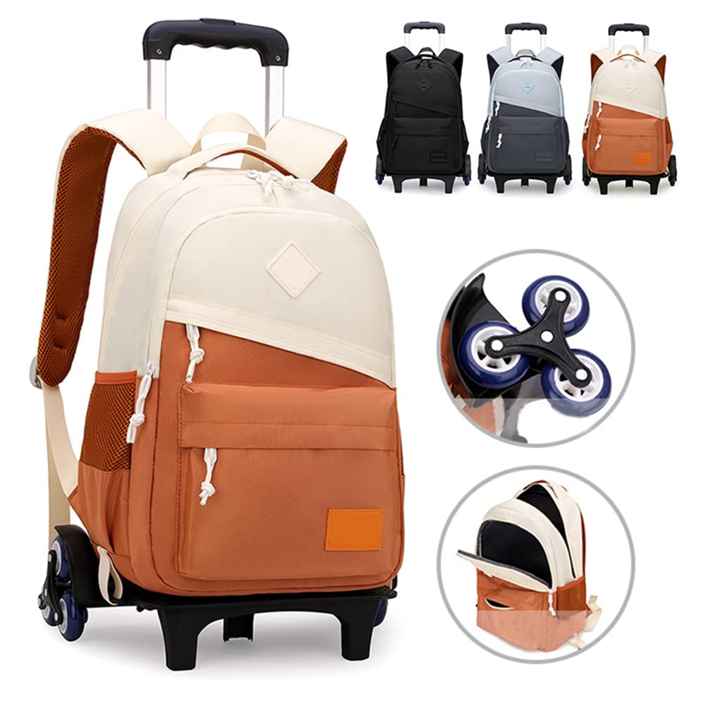 Bambini Zaino Trolley Rolling Zaino Con 6 Ruote Cartella Borsa Trolley per Ragazzi Ragazze Studente Della Scuola Primaria (Nero)
