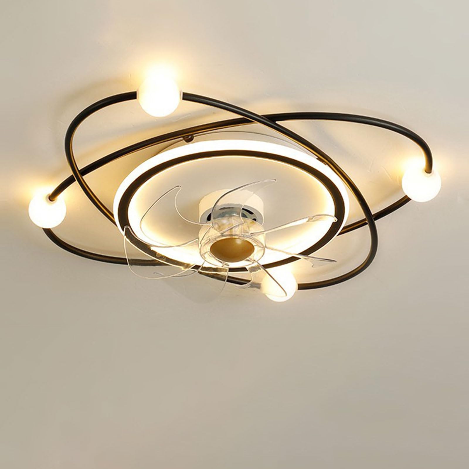 HXYSXHJUO Modern Remote Ceiling Fan Light 48W LED Dimmable Lighting 3 Speeds Mute 22in Fans with ofr Kids Room Bedroom Dining Living