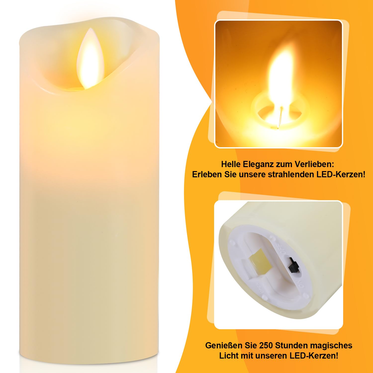 Velas LED con temporizador, juego de 5 unidades, cera real con