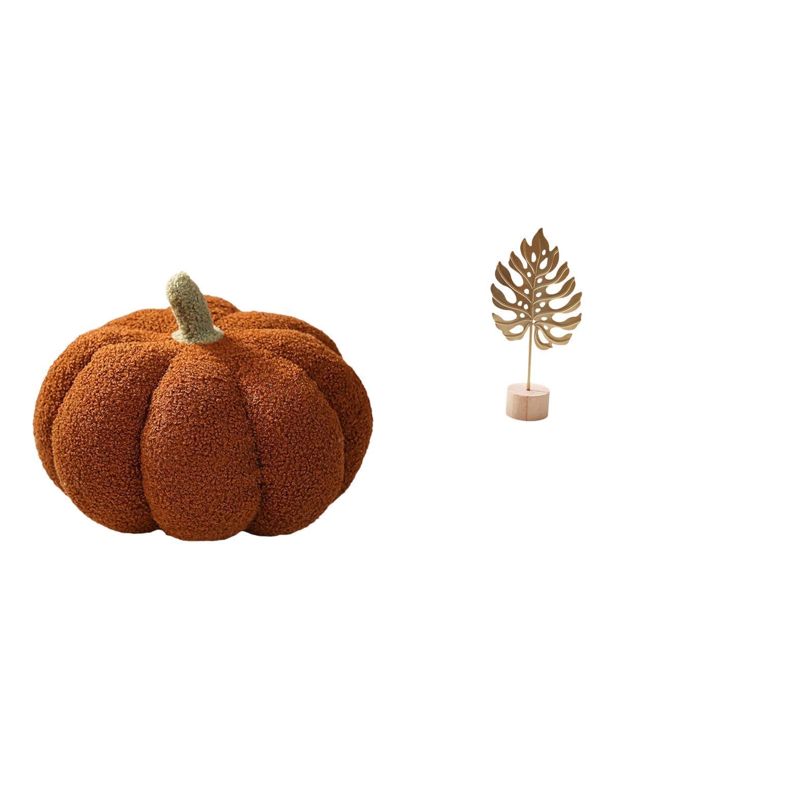Halloween Pumpkin Pillows Leaf Sculpture Metal Statue Stuffed Pillow Decoration Plush Decorative Sofa Cushion for Bed Bedroom Room Decor Shaped Figurine Crafts Nordic Creative Ornament-image-36