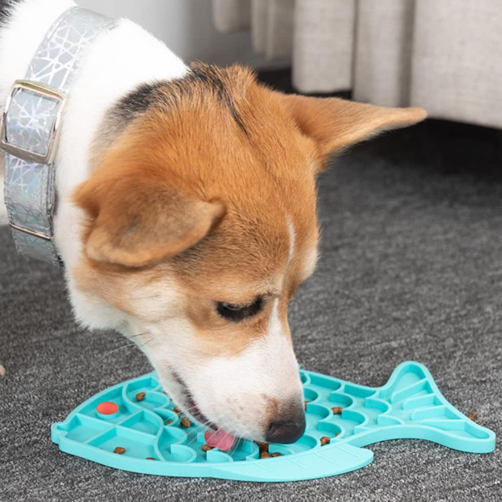 Leckmatte Für Hunde – Slow Feeder, Spülmaschinenfest, Mit Saugnäpfen (blau) Zur Beschäftigung & Bad-Ablenkung