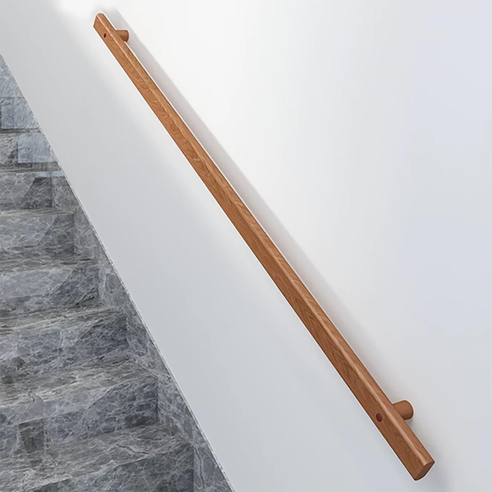 Stairs Interior Handrails Wall Mounted Non-Slip Wooden Stair Railings Grab Bars Complete Kit Elderly Staircase Support Bar(50cm)