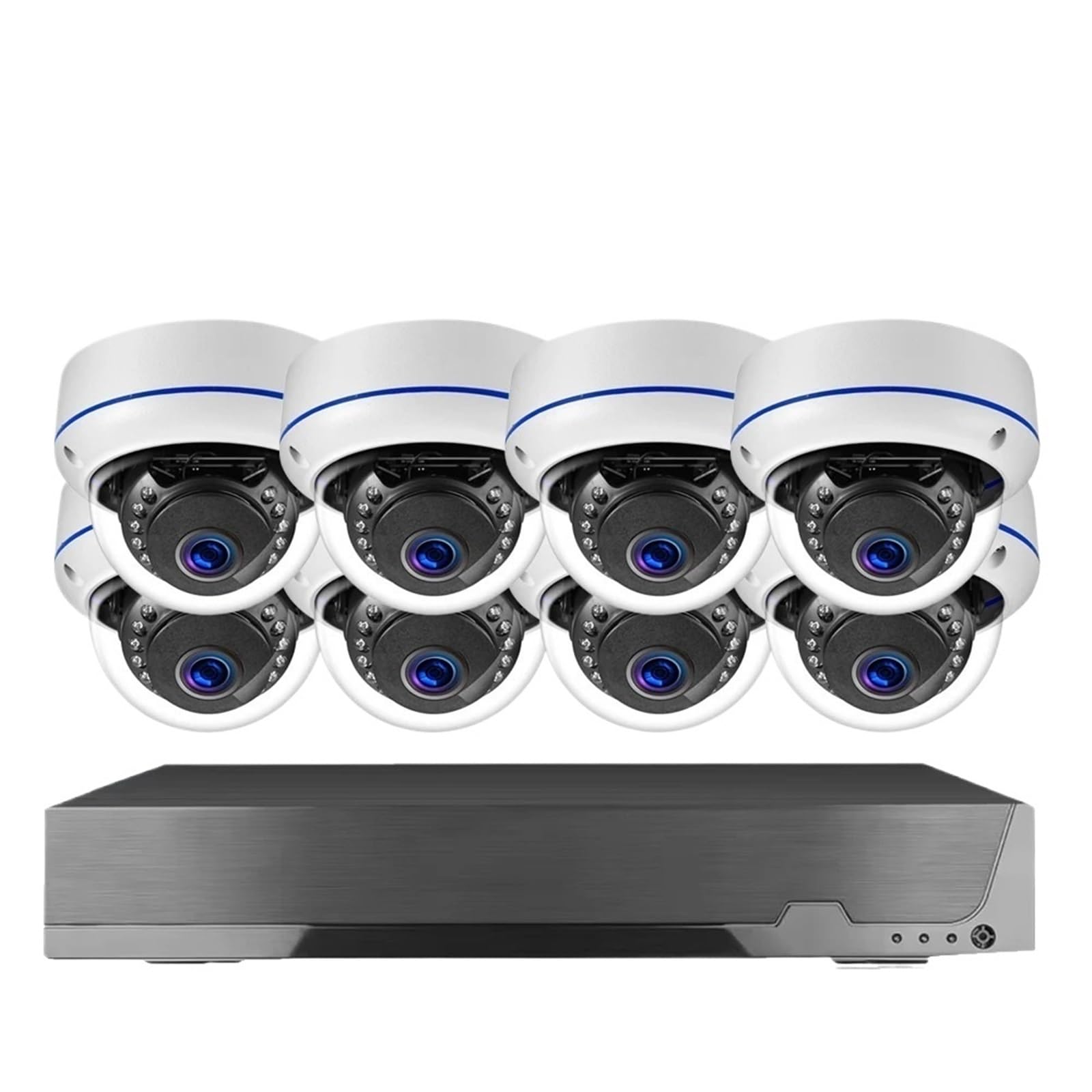 8-kanałowy system kamer bezpieczeństwa POE Inteligentny zestaw do nadzoru wideo Metalowa kamera kopułkowa 8-kanałowy zestaw kamer CCTV Audio IP
