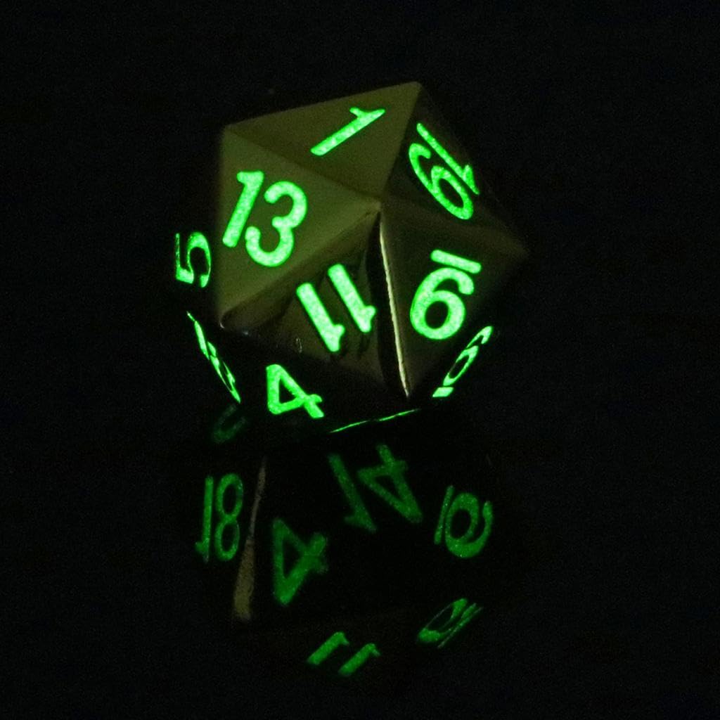 Juego de 5 dados poliédricos de metal sólido D20 para juegos de rol D&D de 20 caras, bronce